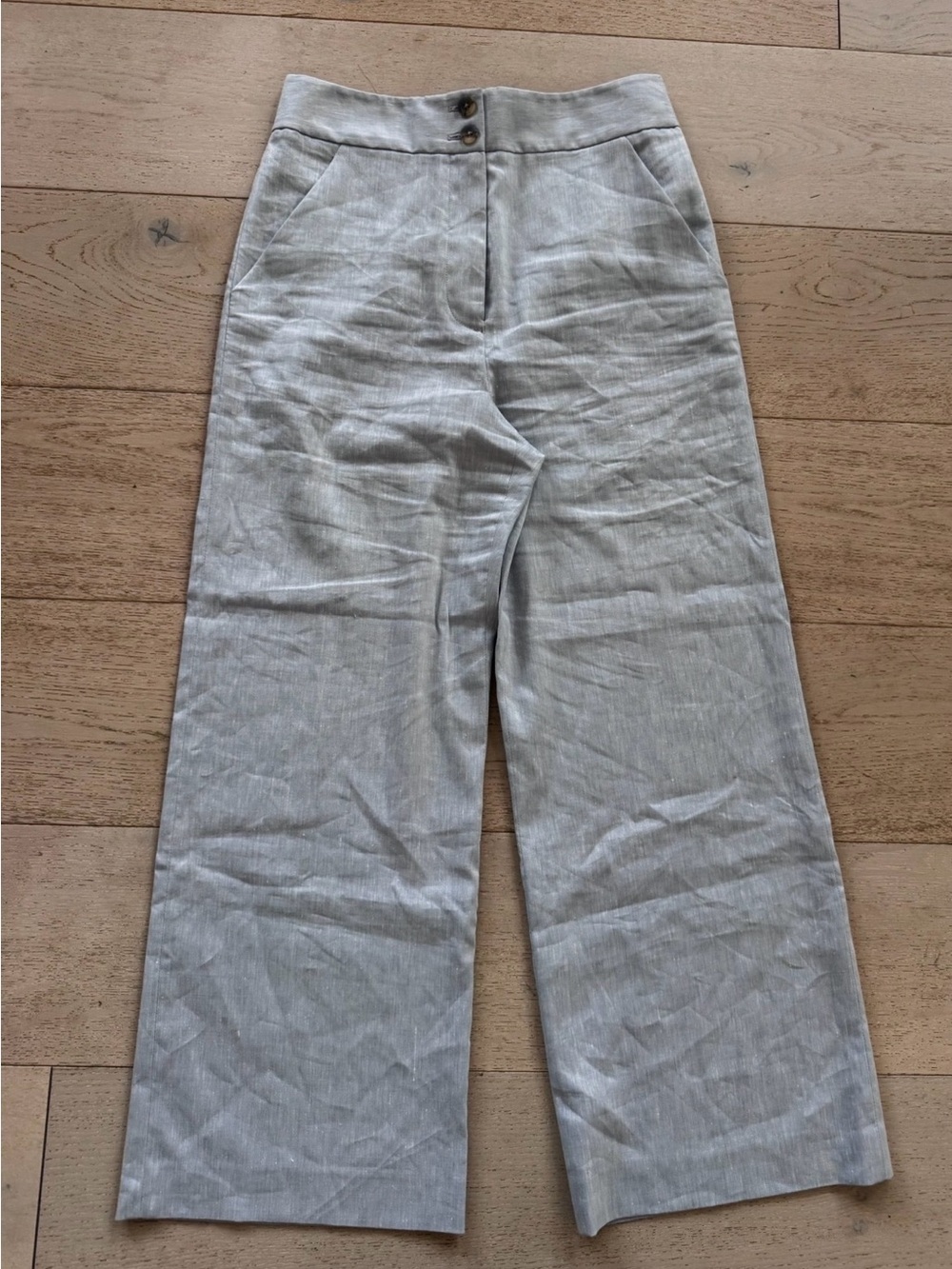 Veronica Beard Linen Blend wide leg Pants blue 6